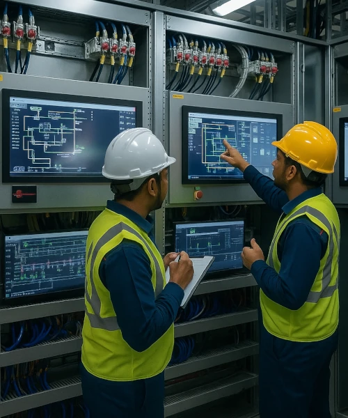 Engineer from LS Power Engineers inspecting project progress